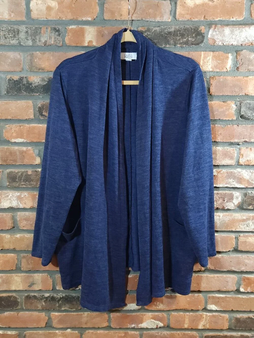 Croft & Barrow Long Sleeve Open-front Marled Knit Blue Cardigan Women's 1X